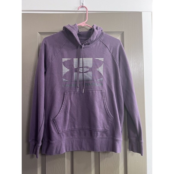 Under Armour Women's Sweatshirt Purple Sz Small Pullover Hoodie Loose Logo EUC - Picture 1 of 7